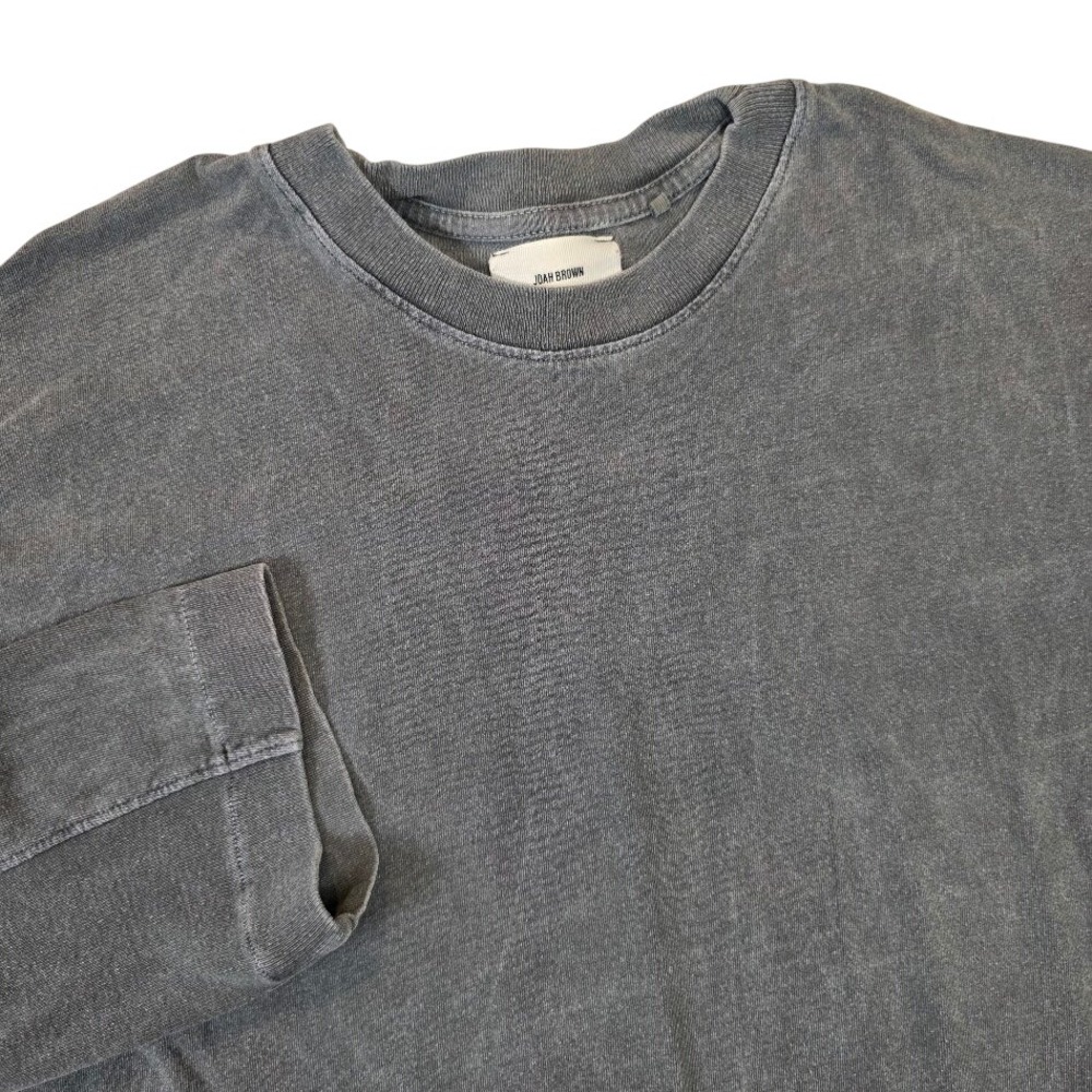 Joah Brown Womens S/M Long Sleeve Tee Charcoal Grey Mineral Wash Oversized